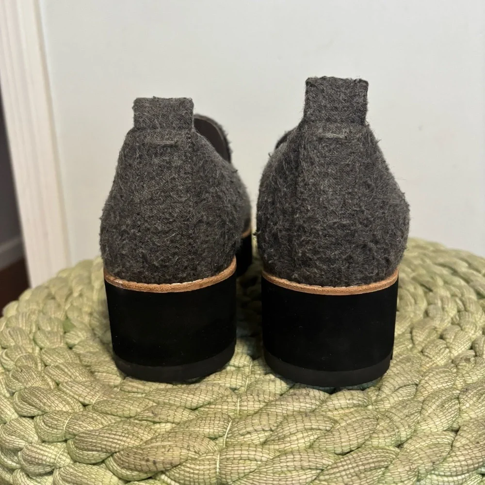 NEW Eileen Fisher Ells 2 Gray Felt Platform Mohair Loafer Size 10